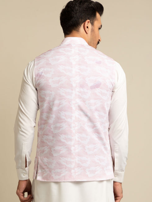 Light Pink Jacquard Waistcoat Brumano Pakistan