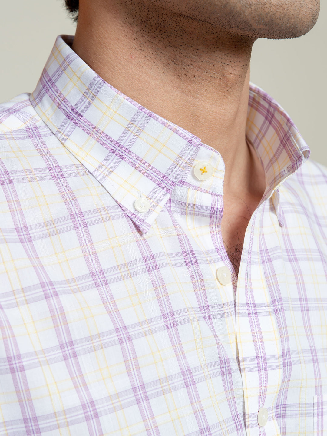 Light Purple Checkered Button Down Shirt Brumano Pakistan