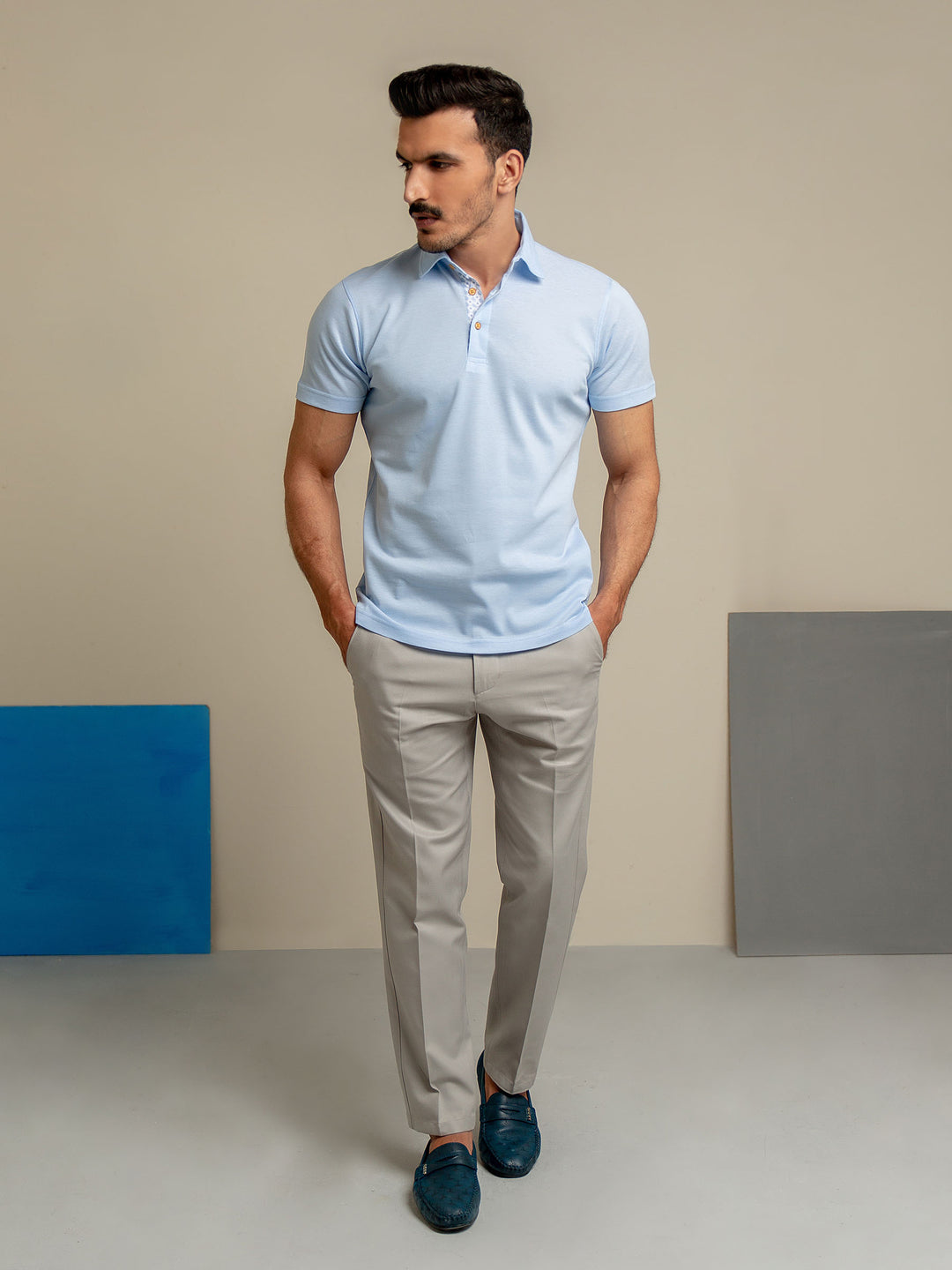 Light Blue Pique Mercerized Polo Brumano Pakistan