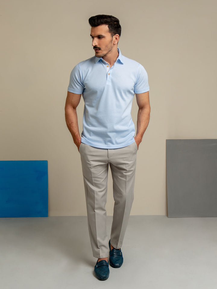 Light Blue Pique Mercerized Polo Brumano Pakistan