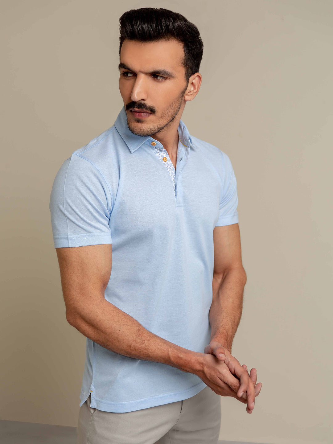 Light Blue Pique Mercerized Polo Brumano Pakistan