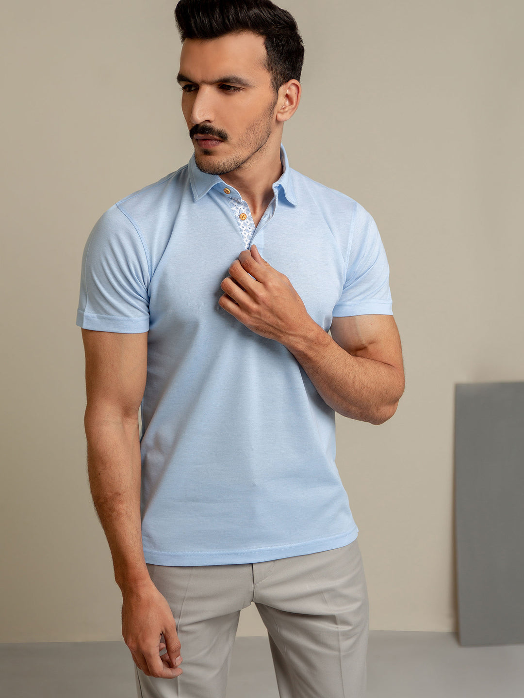 Light Blue Pique Mercerized Polo Brumano Pakistan