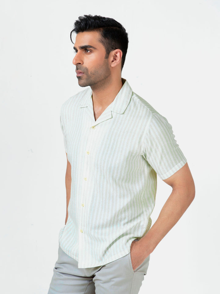 Light Green Half Sleeve Cuban Collar Shirt Brumano Pakistan