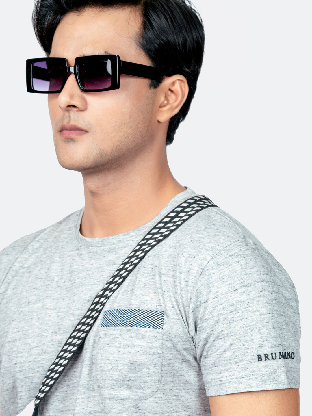Light Grey Crew Neck T-Shirt With Pocket Brumano Pakistan