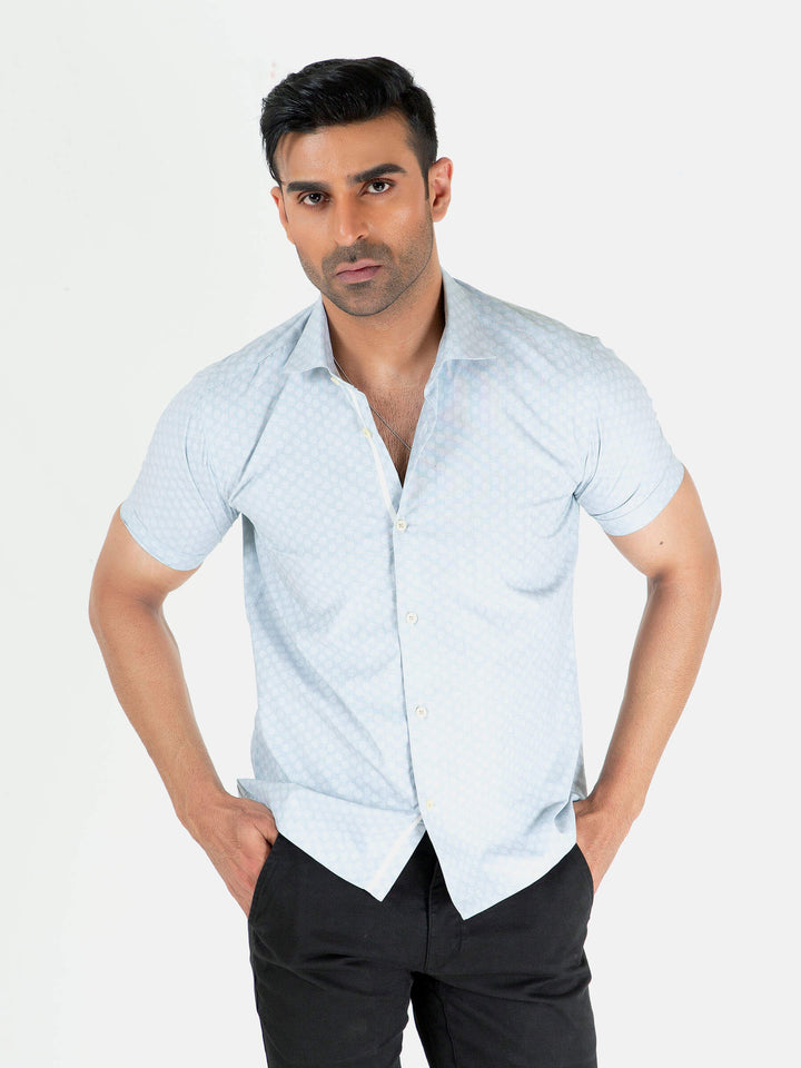 Light Grey Jacquard Patterned Half Sleeve Shirt Brumano Pakistan