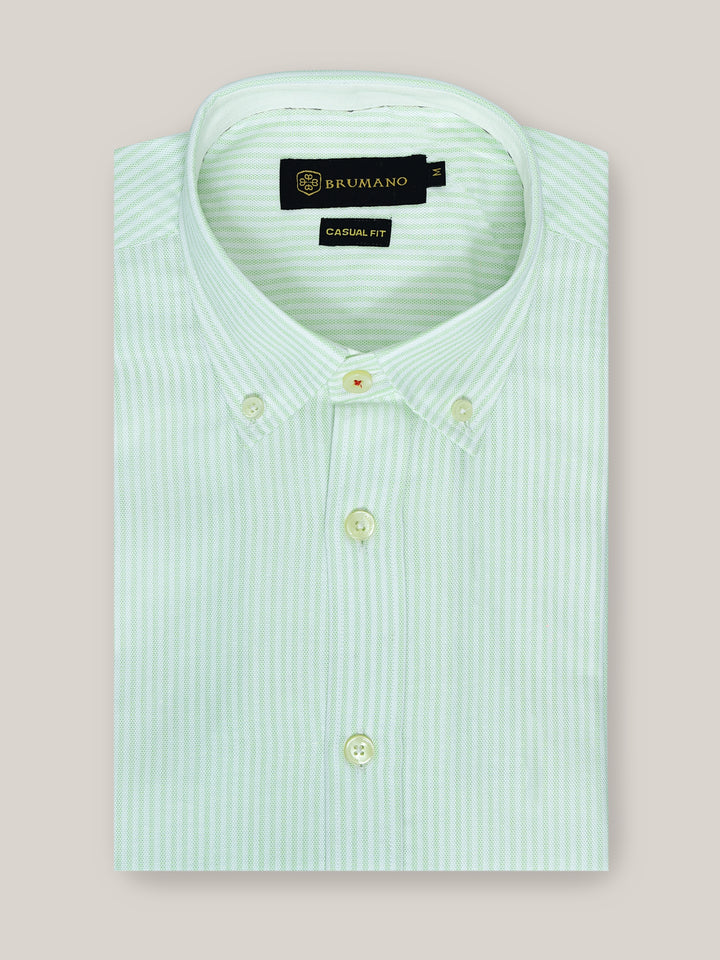 Lime Green & White Striped CottonLinen Shirt Brumano Pakistan
