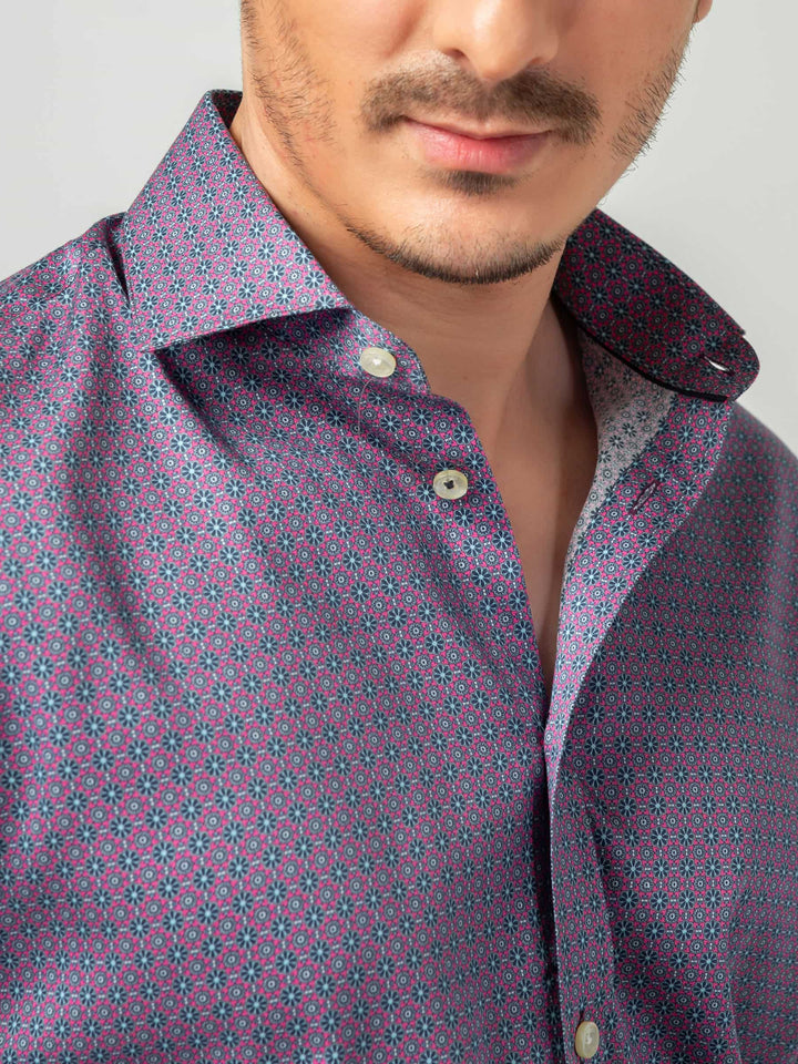 Magenta Geometric Printed Shirt Brumano Pakistan