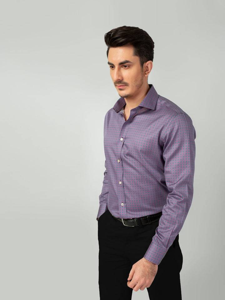 Magenta Geometric Printed Shirt Brumano Pakistan