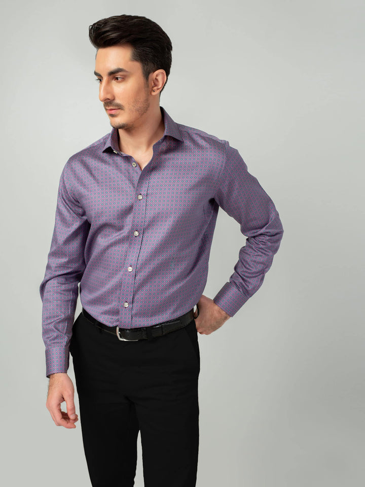 Magenta Geometric Printed Shirt Brumano Pakistan