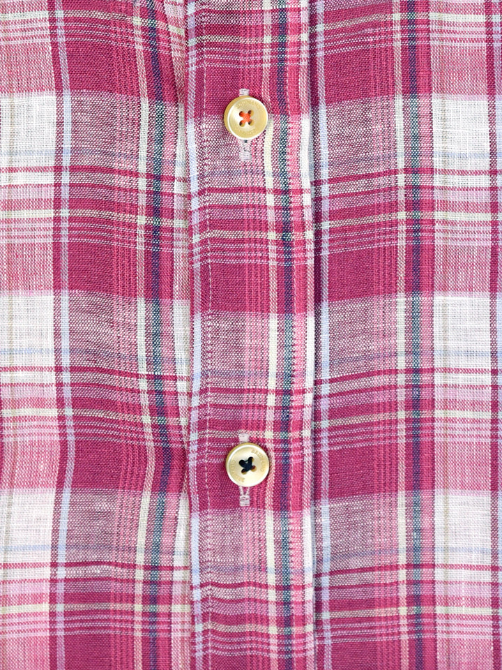 Magenta Linen Checkered Shirt Brumano Pakistan