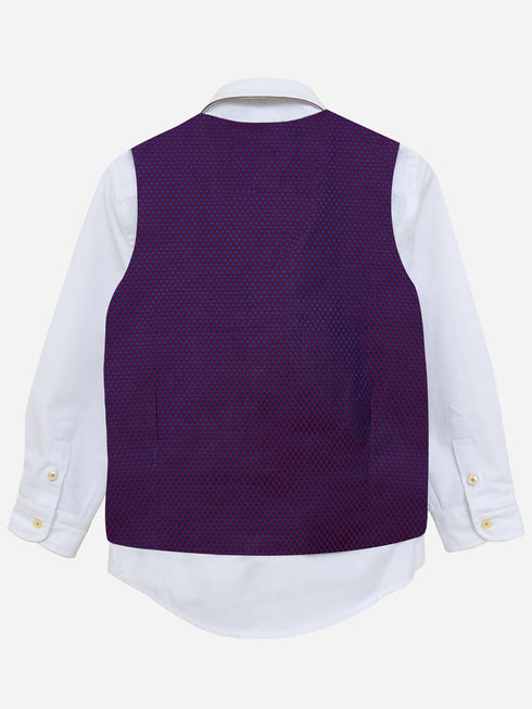 Magenta Patterned Suit Vest With Bow Brumano Pakistan