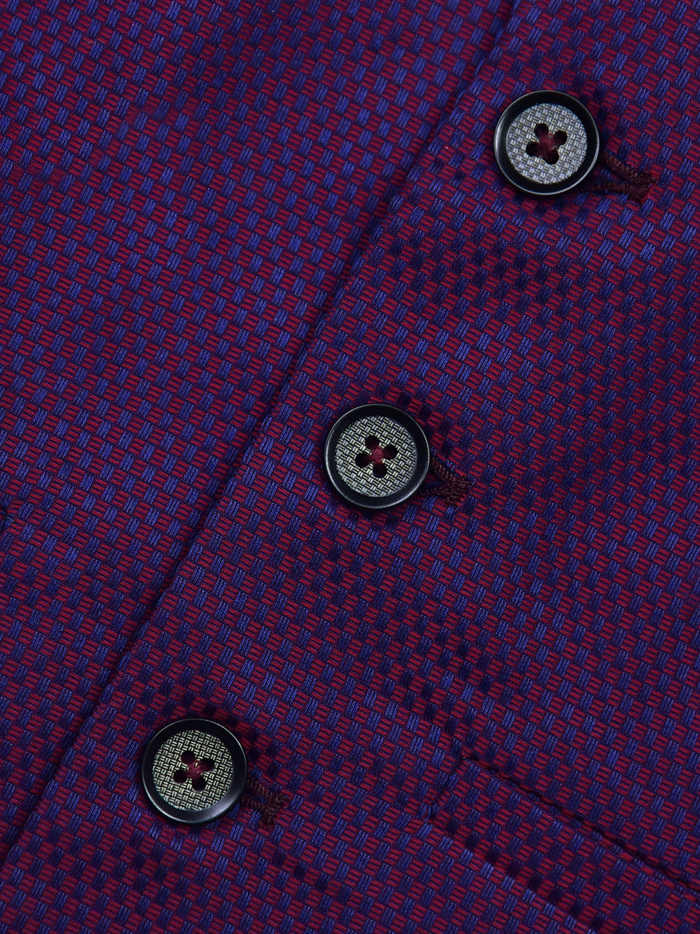 Magenta Patterned Suit Vest With Bow