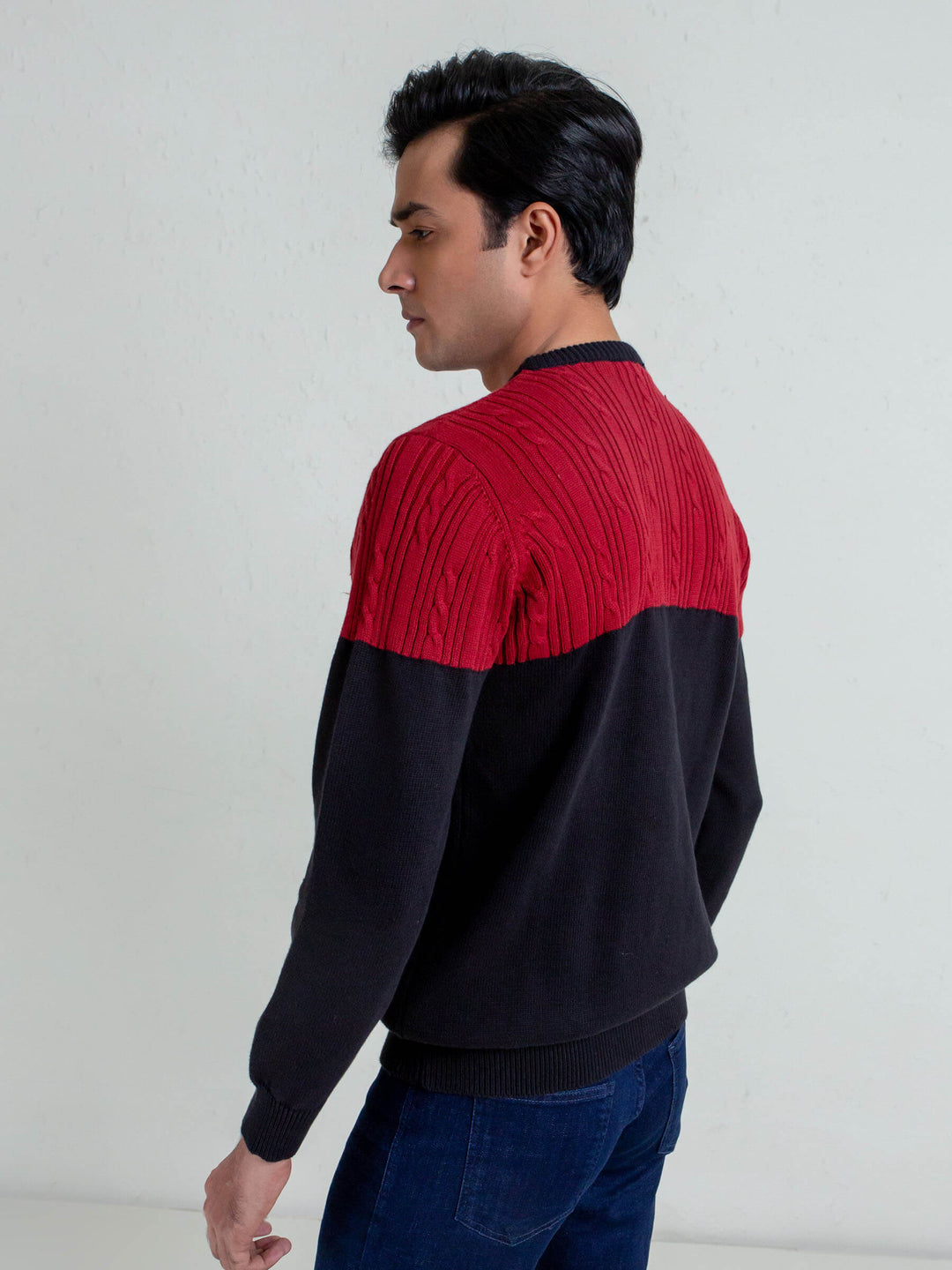 Maroon & Black Crew Neck Jumper Brumano Pakistan