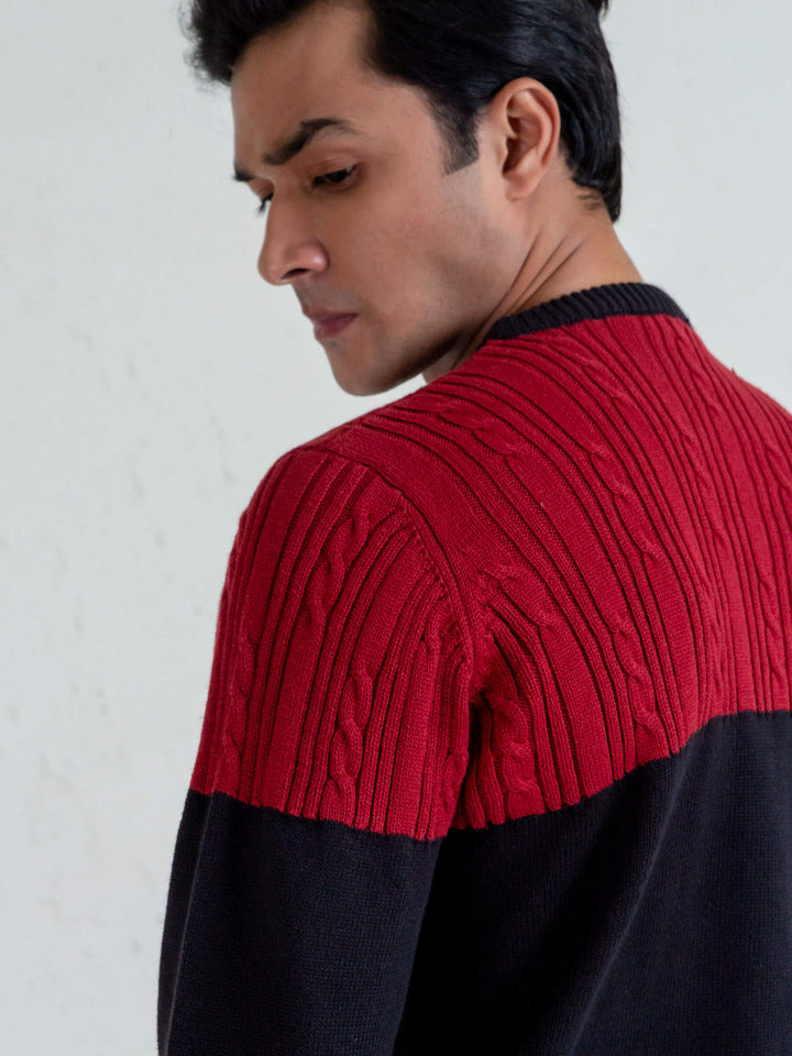 Maroon & Black Crew Neck Jumper Brumano Pakistan
