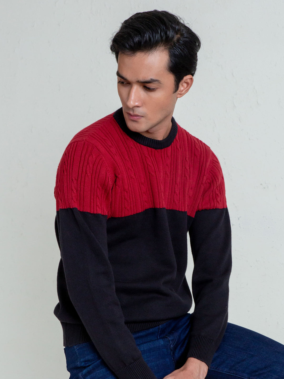 Maroon & Black Crew Neck Jumper Brumano Pakistan