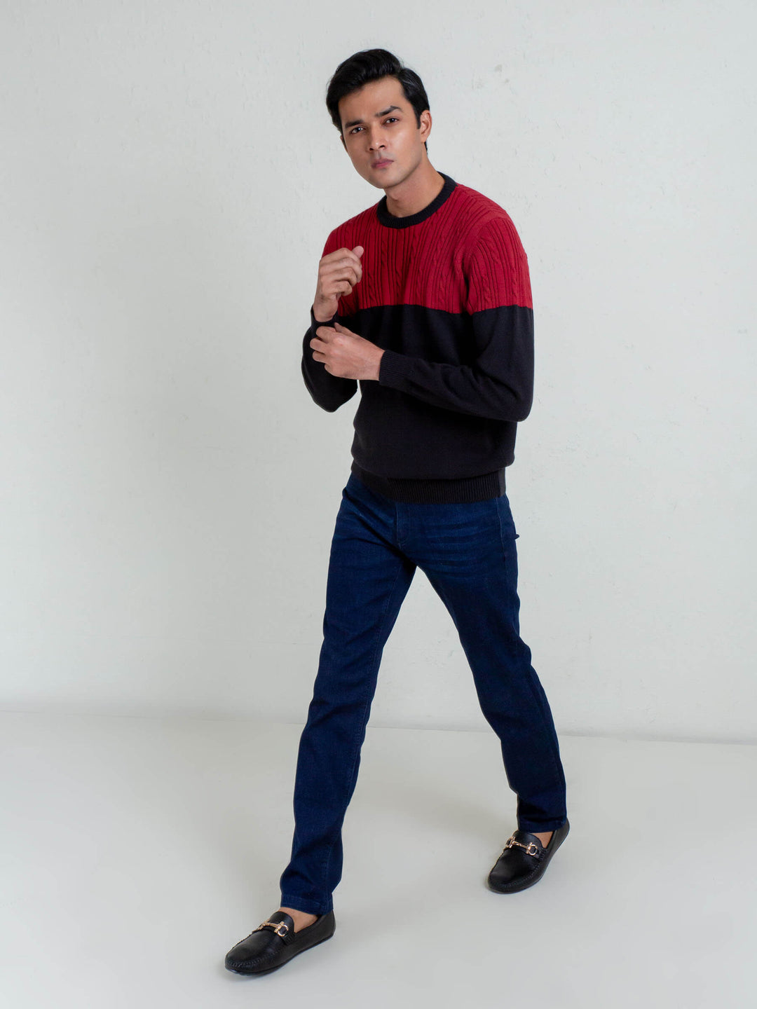 Maroon & Black Crew Neck Jumper Brumano Pakistan