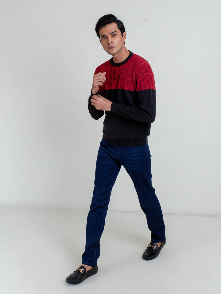Maroon & Black Crew Neck Jumper Brumano Pakistan