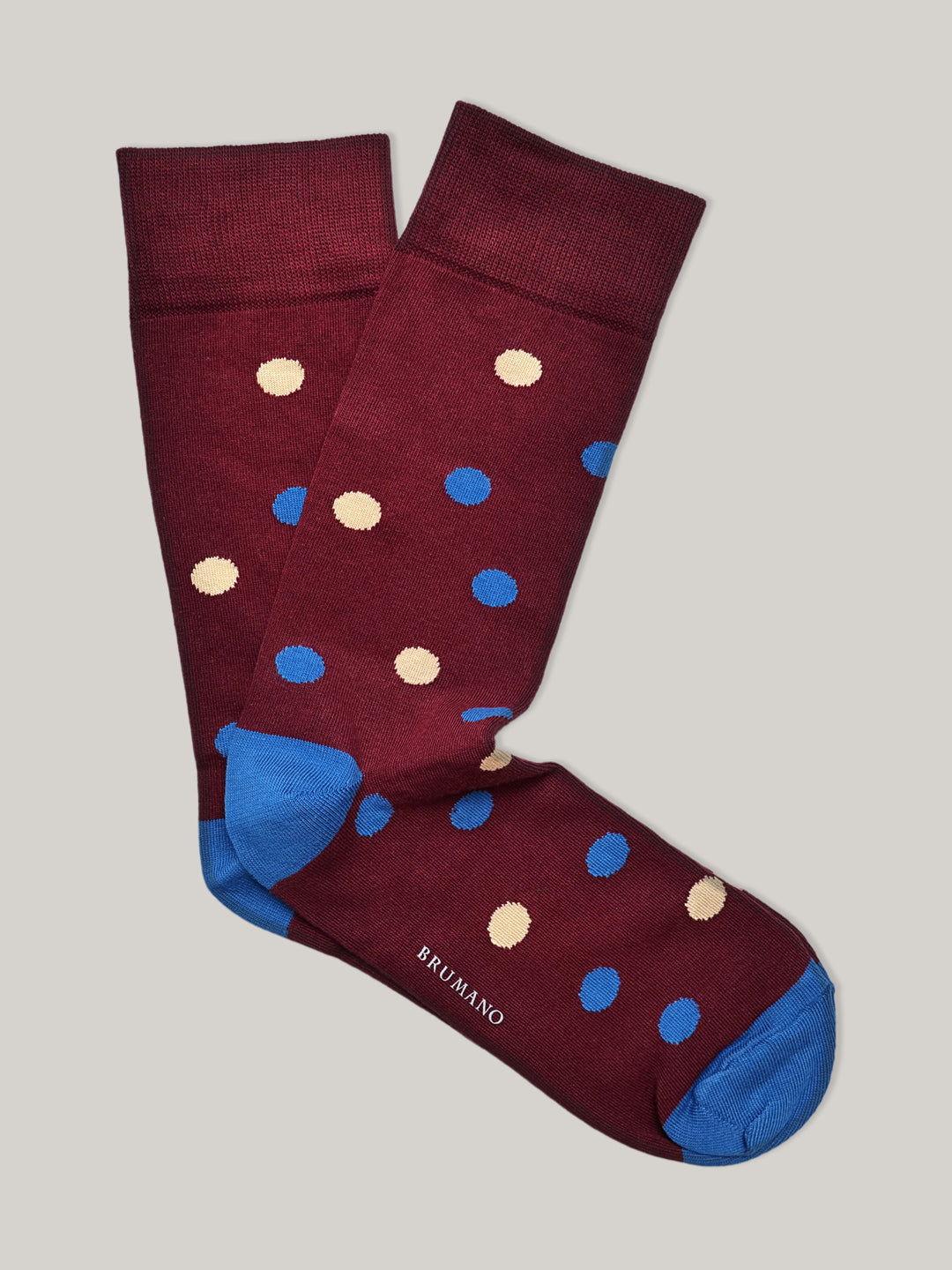 Maroon & Blue Polka Dot Cotton Socks Brumano Pakistan