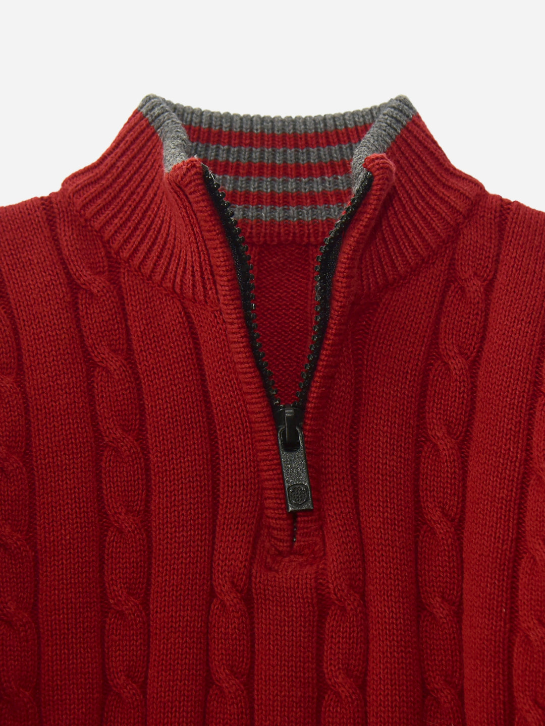 Maroon Cable Knitted Mock Neck Casual Sweater Brumano Pakistan