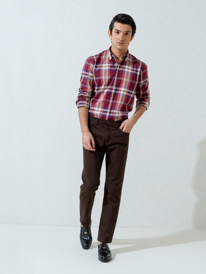 Maroon Flannel Large Checkered Shirt Brumano Pakistan