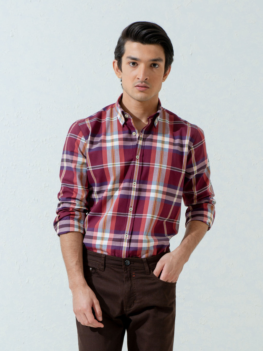 Maroon Flannel Large Checkered Shirt Brumano Pakistan