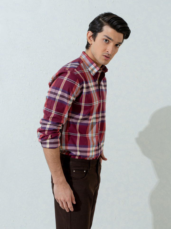 Maroon Flannel Large Checkered Shirt Brumano Pakistan