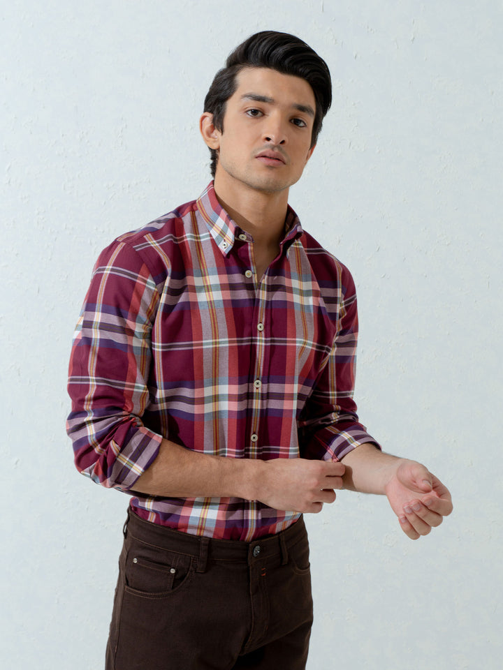 Maroon Flannel Large Checkered Shirt Brumano Pakistan
