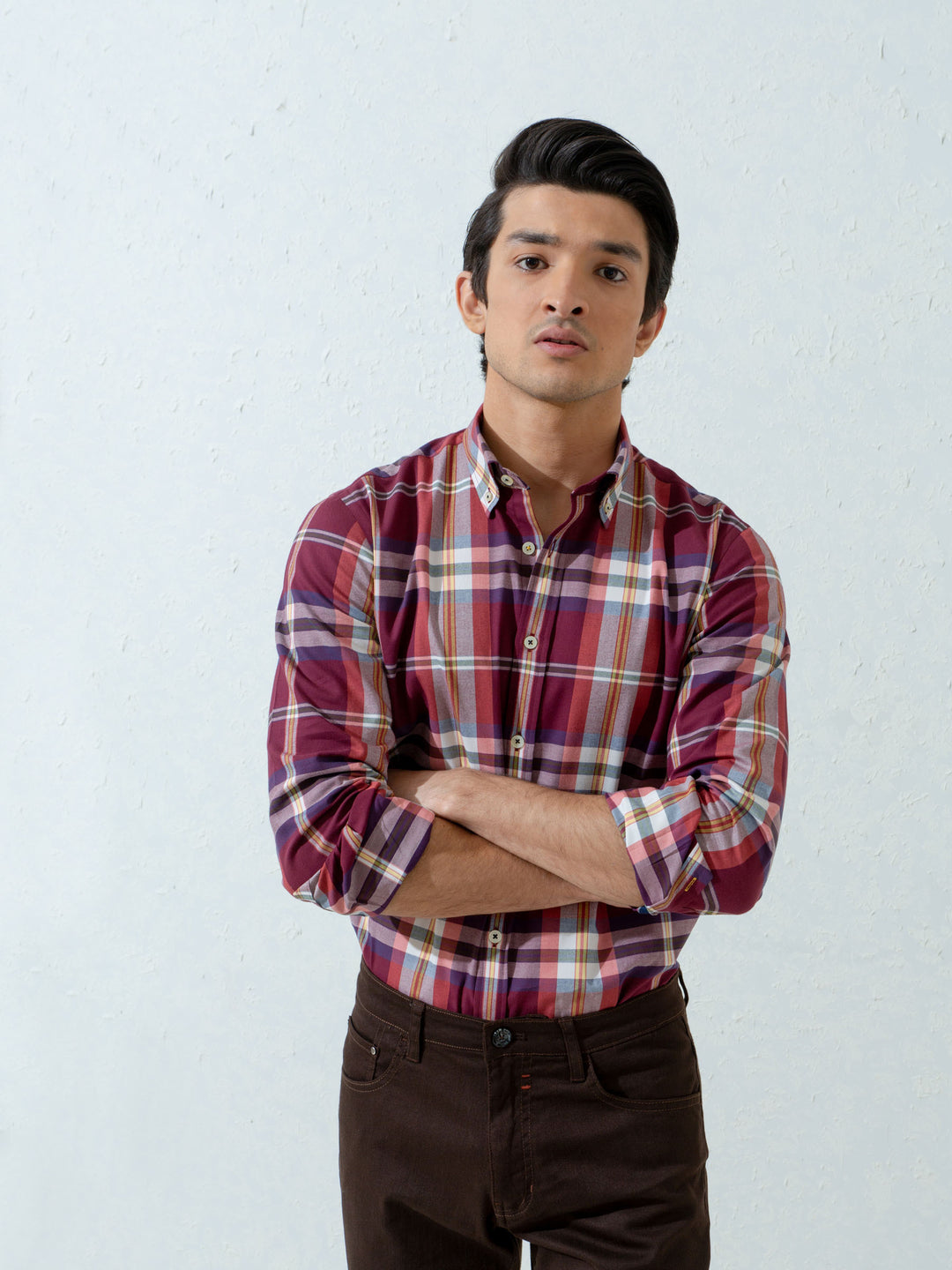 Maroon Flannel Large Checkered Shirt Brumano Pakistan