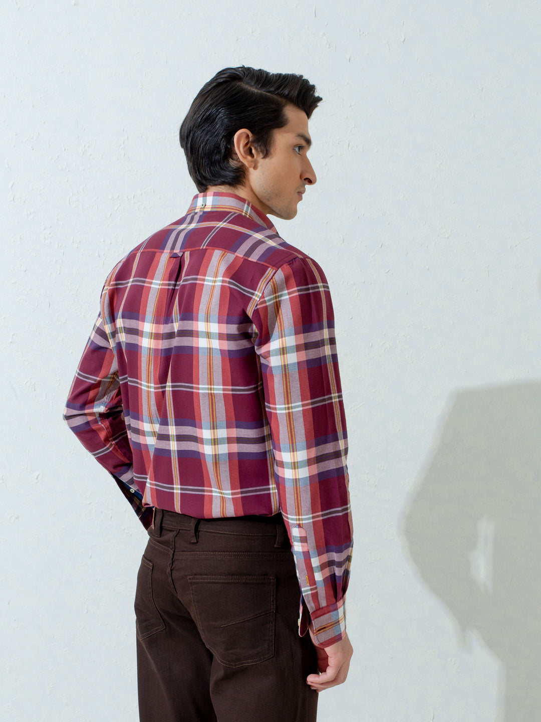Maroon Flannel Large Checkered Shirt Brumano Pakistan