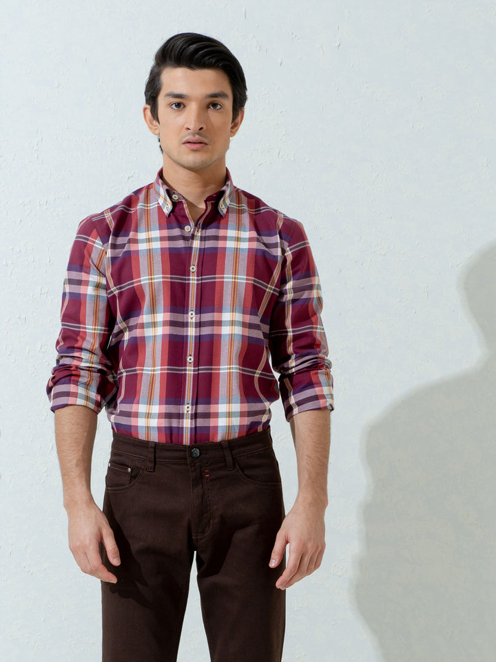 Maroon Flannel Large Checkered Shirt Brumano Pakistan