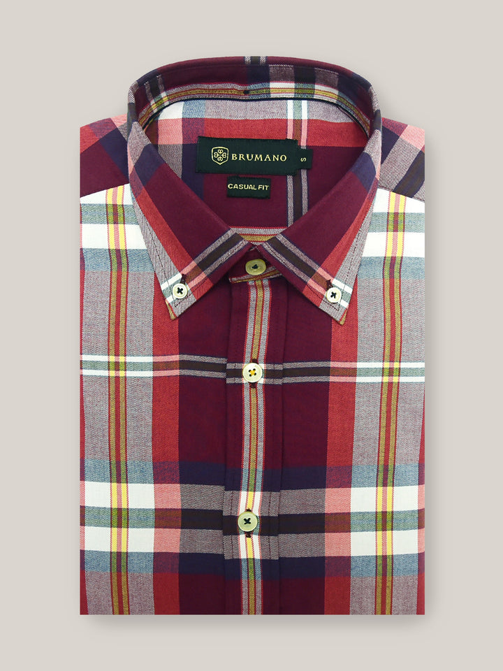 Maroon Flannel Large Checkered Shirt Brumano Pakistan
