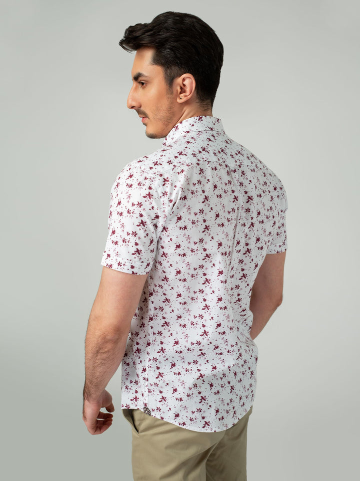 Maroon Floral Half Sleeve Printed Shirt Brumano Pakistan