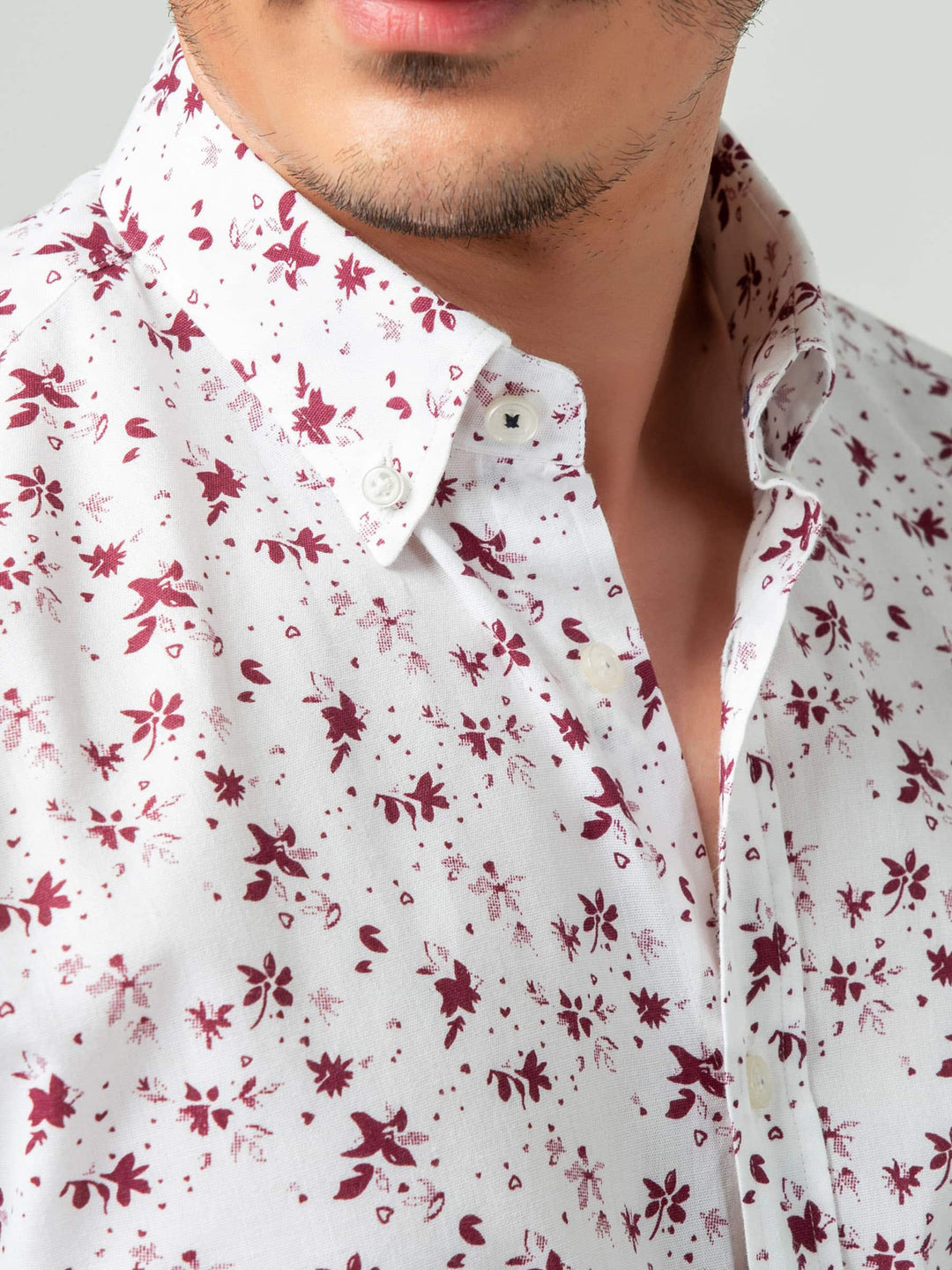 Maroon Floral Half Sleeve Printed Shirt Brumano Pakistan