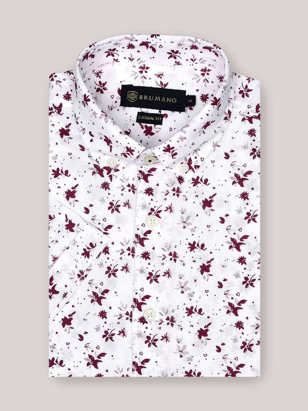 Maroon Floral Half Sleeve Printed Shirt Brumano Pakistan