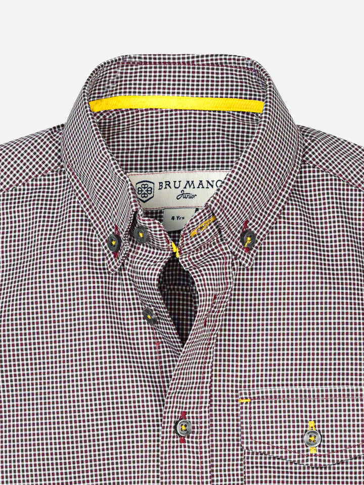 Maroon Micro Checkered Short Sleeve Shirt Brumano Pakistan