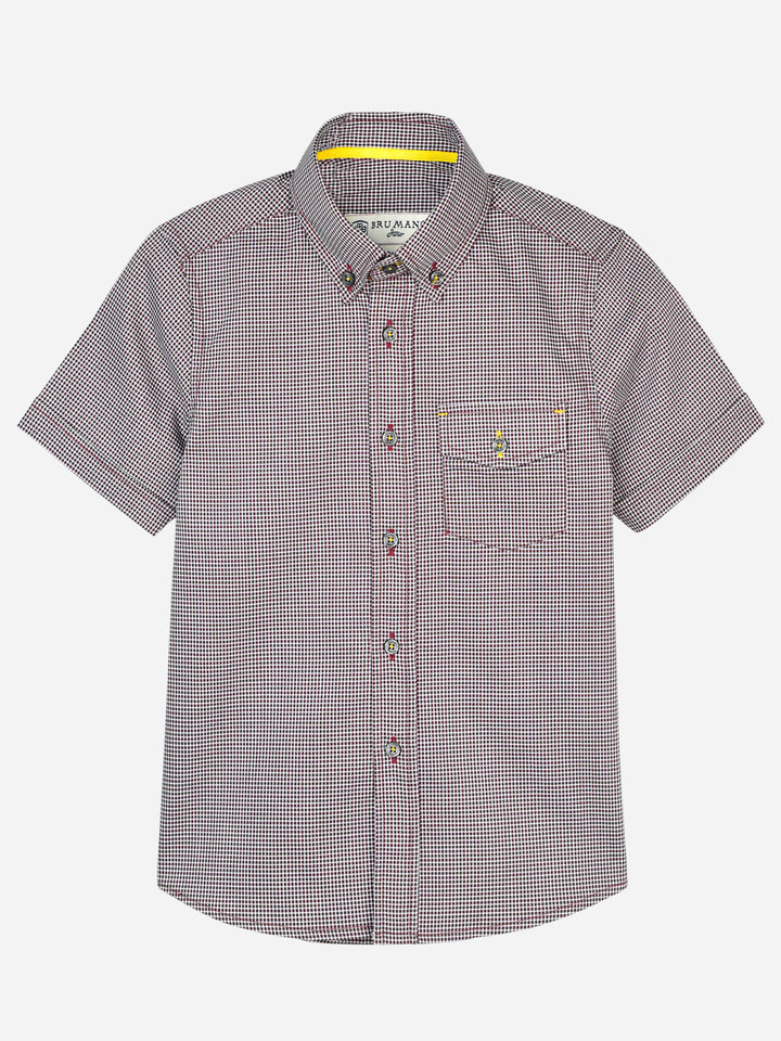 Maroon Micro Checkered Short Sleeve Shirt Brumano Pakistan