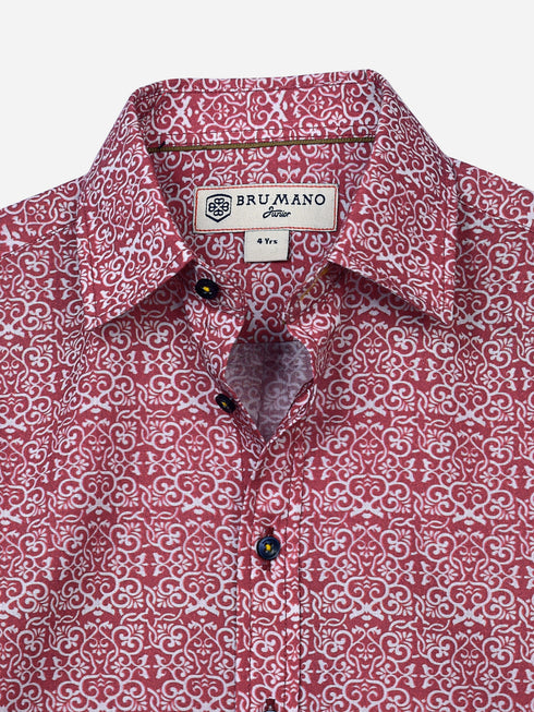 Maroon Motif Patterned Casual Shirt Brumano Pakistan