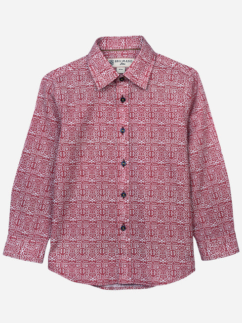 Maroon Motif Patterned Casual Shirt Brumano Pakistan