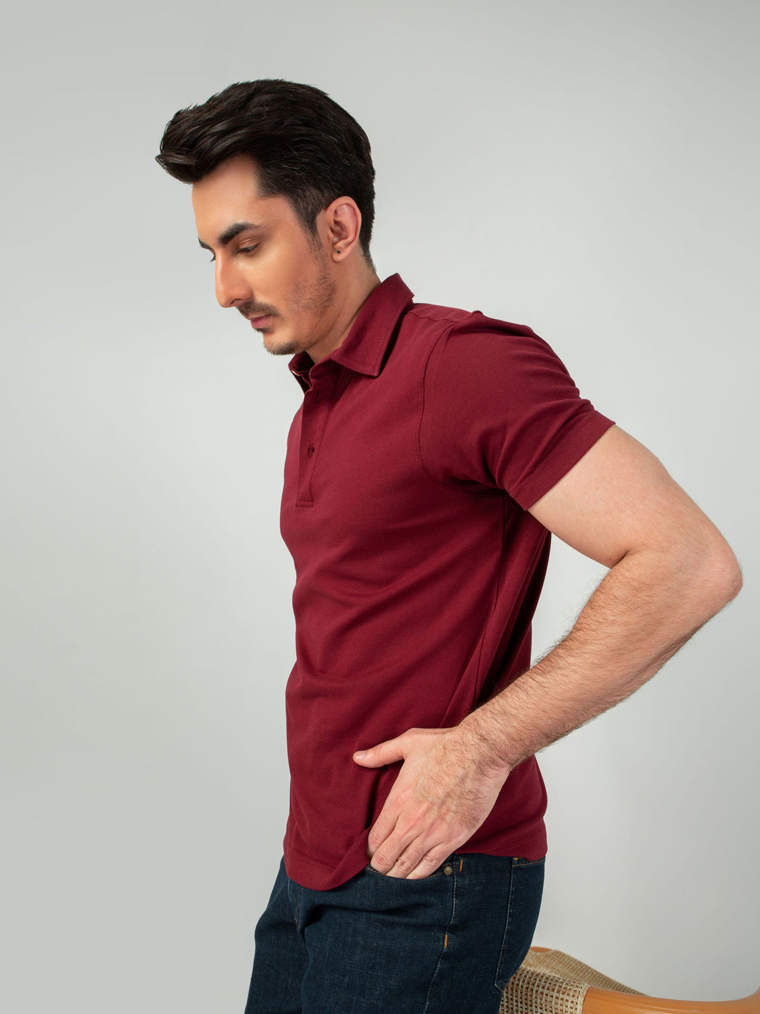 Maroon Self Collar Pique Polo Brumano Pakistan