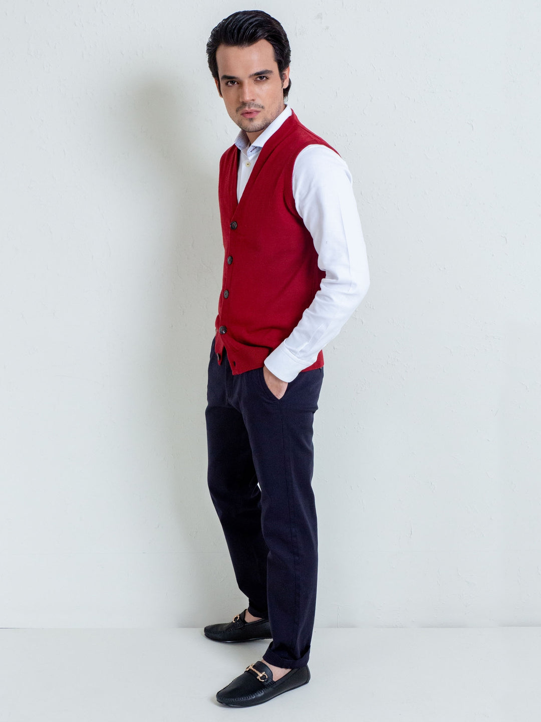 Maroon Sleeveless Button Cardigan Brumano Pakistan