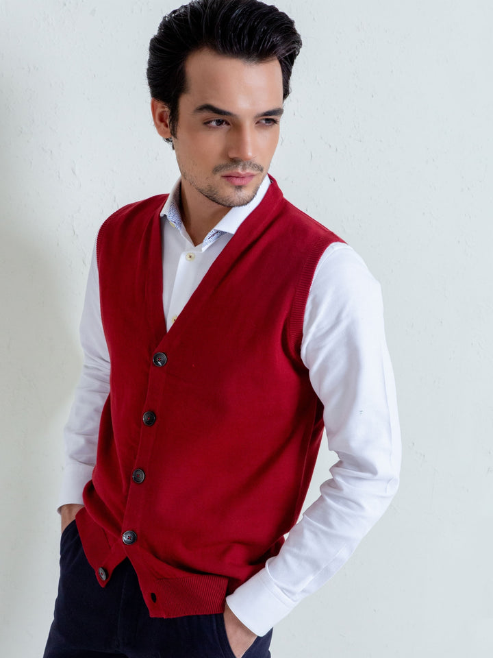 Maroon Sleeveless Button Cardigan Brumano Pakistan