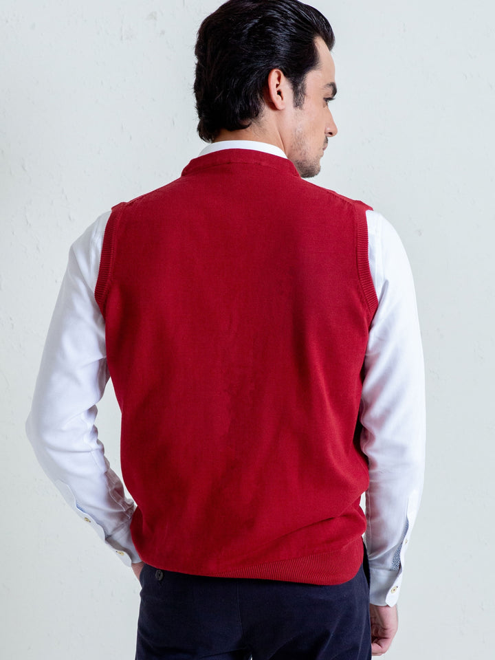 Maroon Sleeveless Button Cardigan Brumano Pakistan