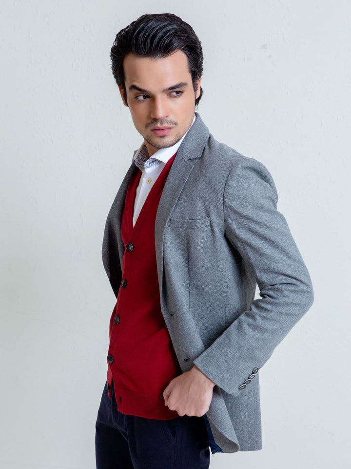 Maroon Sleeveless Button Cardigan Brumano Pakistan