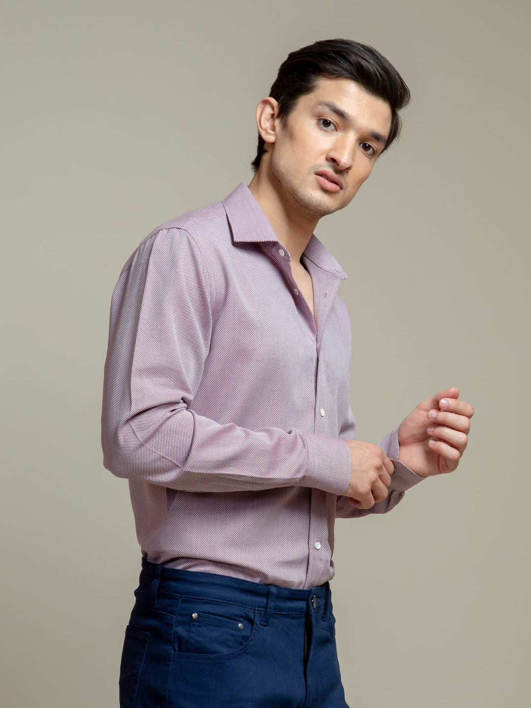 Maroon & White Houndsooth Shirt Brumano Pakistan
