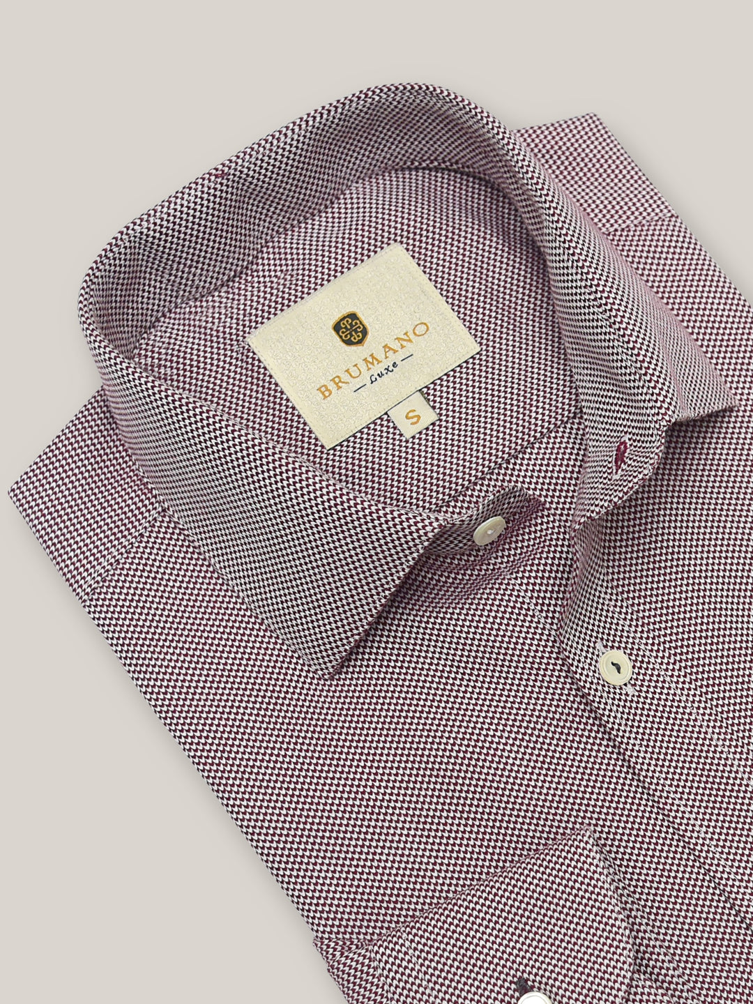 Maroon & White Houndsooth Shirt Brumano Pakistan