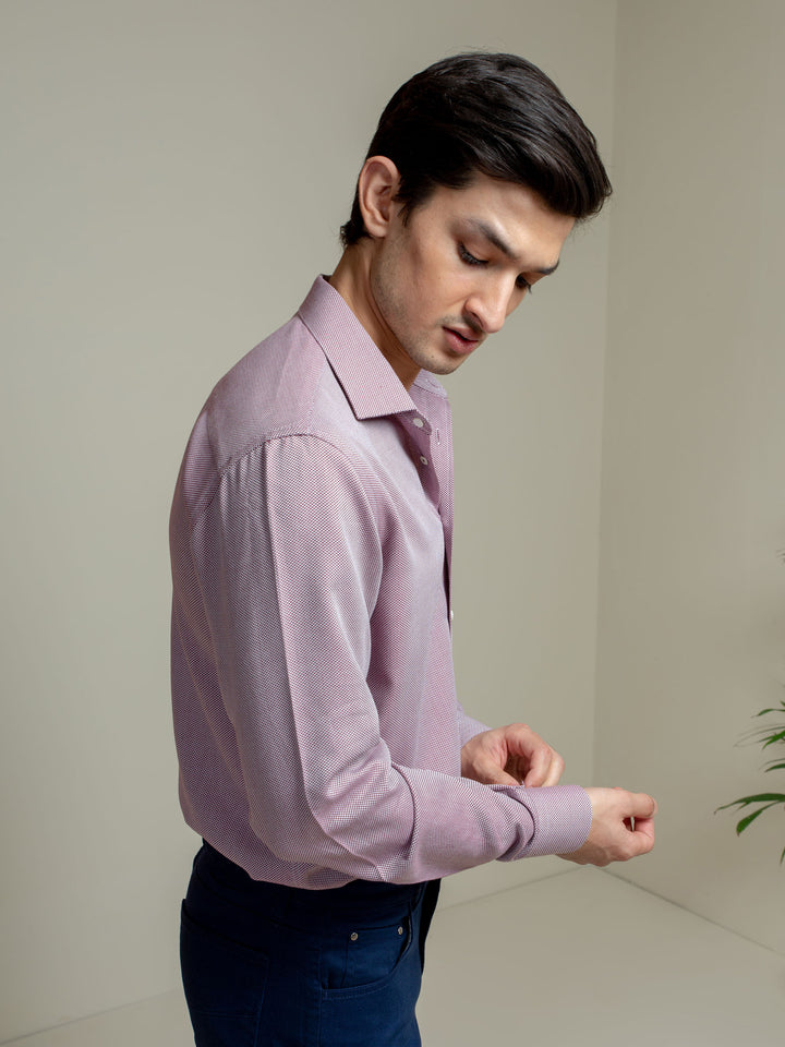 Maroon & White Houndsooth Shirt Brumano Pakistan