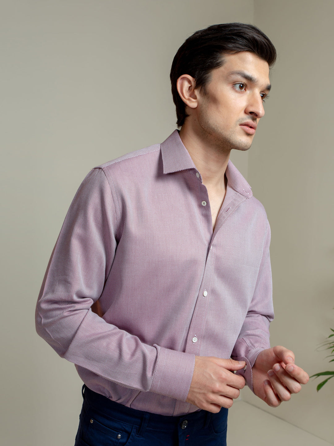 Maroon & White Houndsooth Shirt Brumano Pakistan