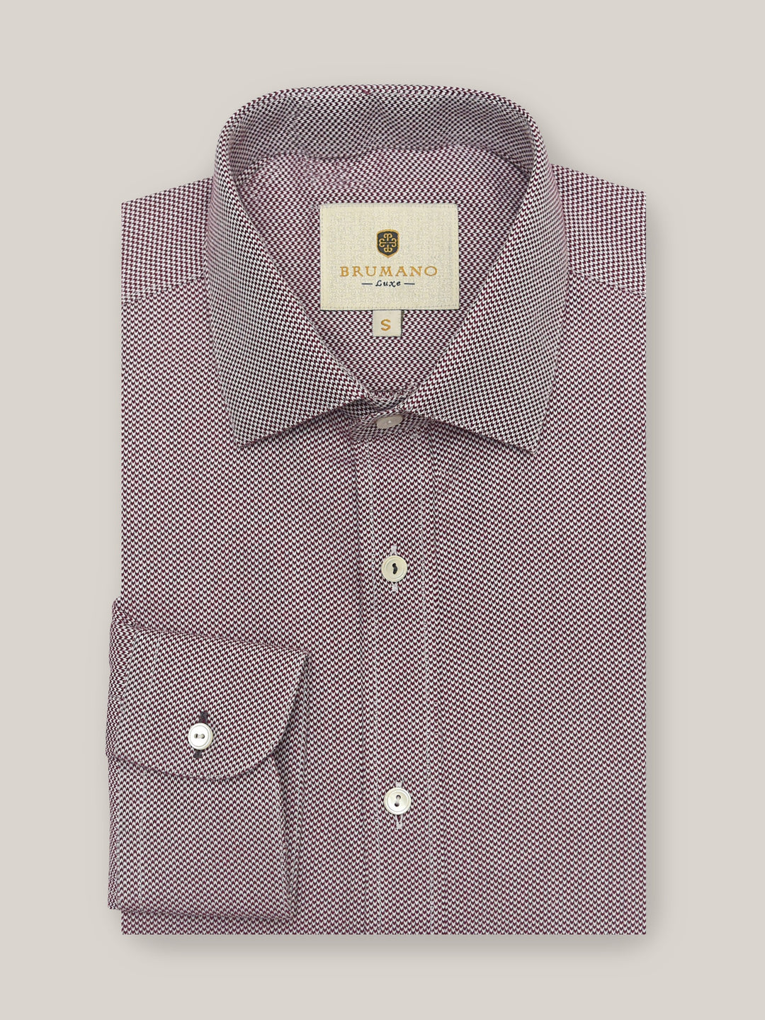 Maroon & White Houndsooth Shirt Brumano Pakistan