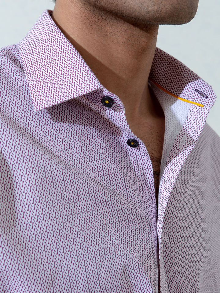 Maroon & White Printed Shirt Brumano Pakistan