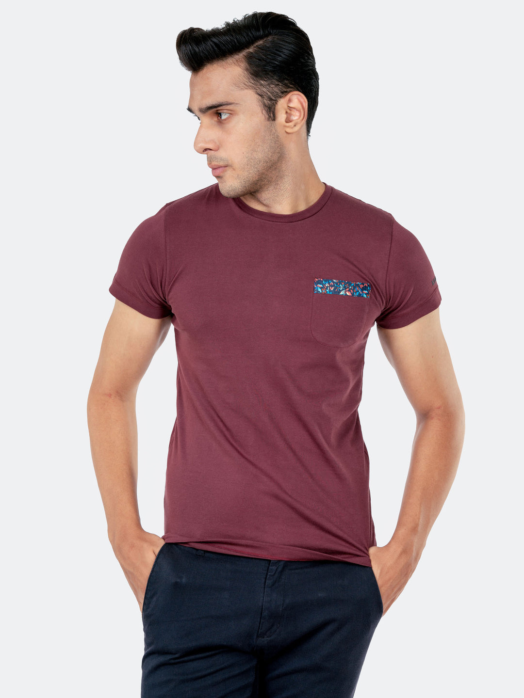 Maroon Crew Neck T-Shirt With Pocket Brumano Pakistan